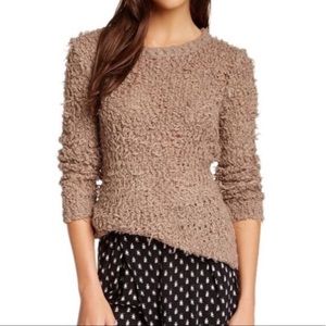 NWT FREE PEOPLE SEPTEMBER SONG PULLOVER SHAGGY SWEATER IN TAUPE MEDIUM